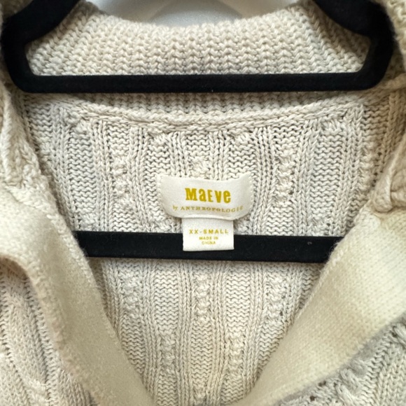 Anthropology Maeve Cable-Knit Polo Sweater Tee - Picture 6 of 6